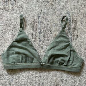 Skims Logo Pointelle Triangle Bralette in Green Size Medium